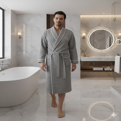 Peignoir de bain homme gris