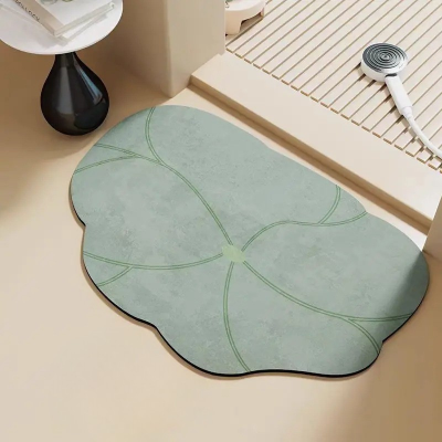 Tapis salle de bain semi circulaire lotus