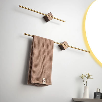 porte serviette barre au bois or brossé