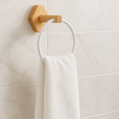 porte serviette mural anneau blanc