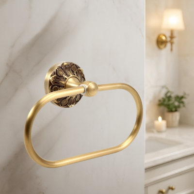 porte serviette salle de bain mural antique feuri oval