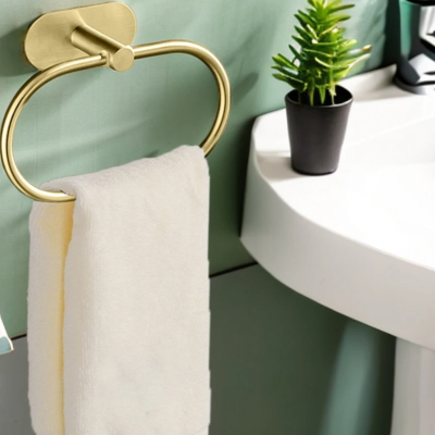 porte serviette salle de bain mural autocollant, doré