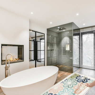 tapis de bain antidérapant, fleure, moderne