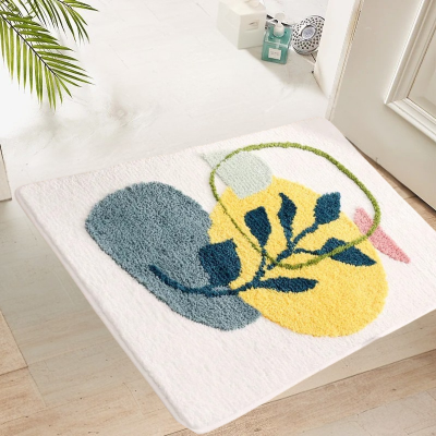 tapis de bain jaune floral intemporel