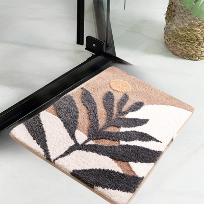 tapis de bain noir floral résistant