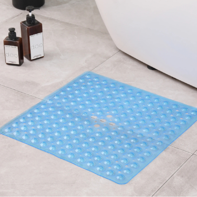 tapis de douche antidérapant bleu, élégant