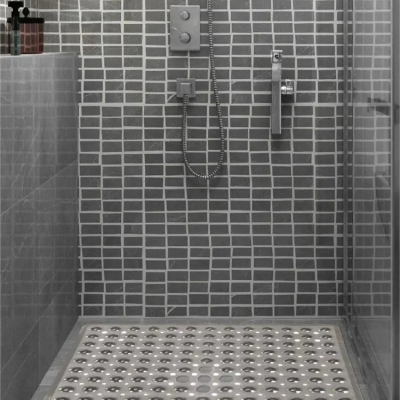 tapis de douche antidérapant carré, gris
