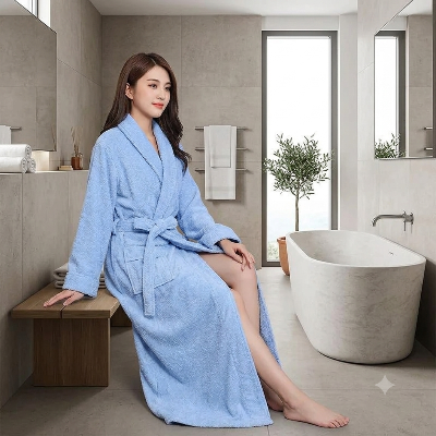 Peignoir de bain pour femme bleu