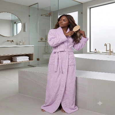 Peignoir de bain pour femme violet long