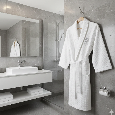 Peignoir de bain en coton, couleur blanche
