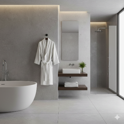 Peignoir de bain éponge blanc