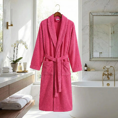 Peignoir de bain eponge rose