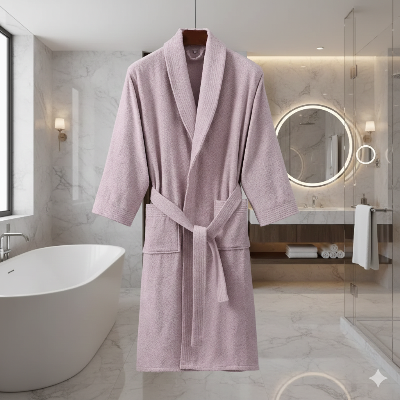 Peignoir de bain éponge rose sombre