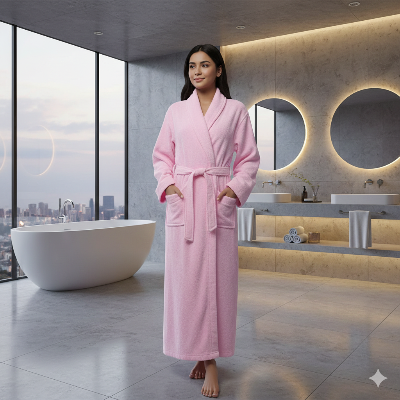 Peignoir de bain femme rose