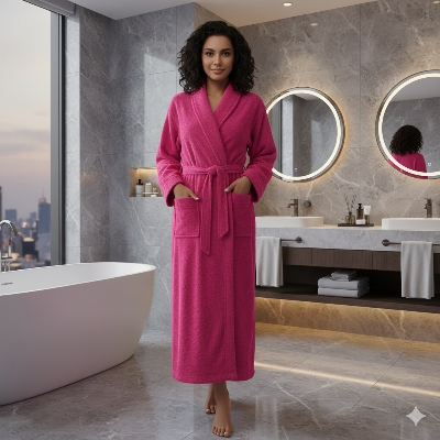 Peignoir de bain femme rose bonbon