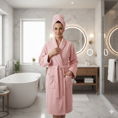 Peignoir sortie de bain rose