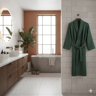 Peignoirs de bain pour homme vert cozy