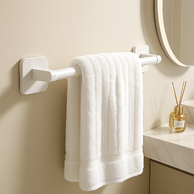 TOPINCN Porte-Serviettes Salle De Bain Alliage Aluminium Blanc - Anneau Élégant Et Peu Encombrant