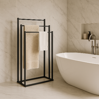 Porte serviette sur pied metalica noir