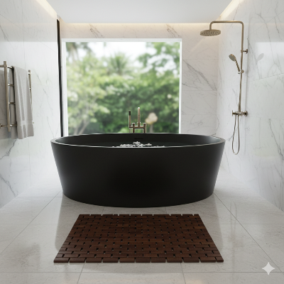 Tapis en bambou pour salle de bain magnifique