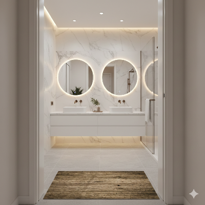 Tapis pour salle de bain motif boisé