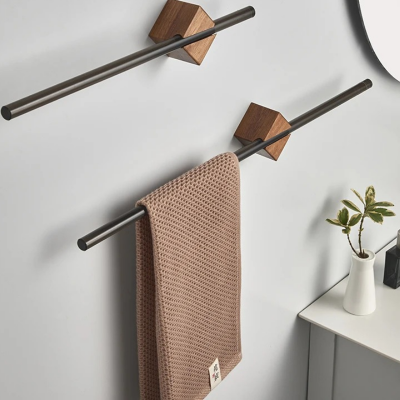 porte serviette barre au bois noir