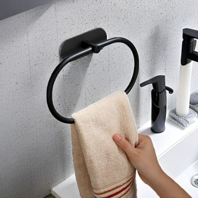 porte serviette salle de bain mural autocollant noir