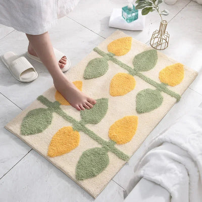 tapis de bain antidérapant, motif nature, beige
