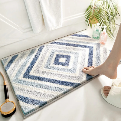 tapis de bain design sortie douche bleu
