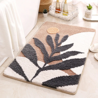 tapis de bain noir floral