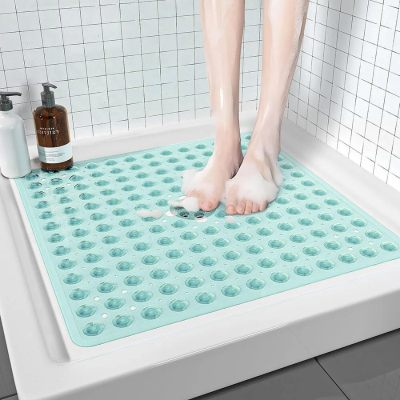 tapis de douche antidérapant vert transparent